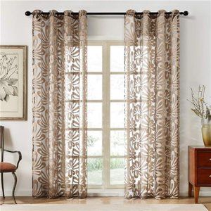 Floral Voile Sheer Curtains 84 Inches Long for Living Room Bedroom Grommet